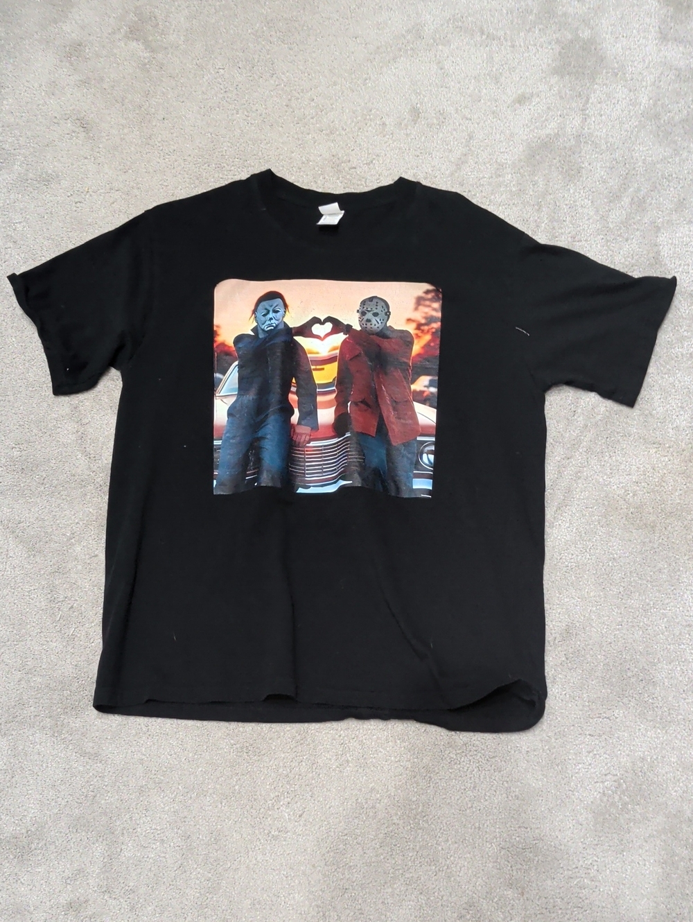 Black Men's Graphic Horror Short-Sleeve Tee